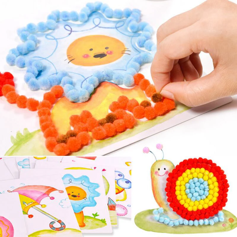 1Pcs Baby Kids Creative DIY Plush Ball Painting Stickers Children Educational - £6.75 GBP