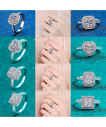 18K 925 Sterling Silver 1CT Dazzling Moissanite Gemstone Pink Inlaid Ring - $217.32 CAD