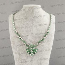 22Ct Round Cut Simulated Emeralds Party Necklace Gold Plated 925 Silver - £244.74 GBP