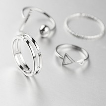 New Fashion 4 Pcs/Set Korean Style Rings Simple  Metal Finger Ring Silver Color  - £7.58 GBP