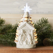 Lighted Nativity RETRO Christmas Tree Tabletop Centerpiece Holiday Home ... - $15.83