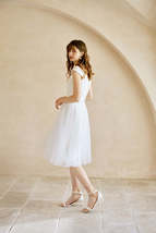 White Floor Length Tulle Skirt with Train White Bridal Tutu Skirt Wedding Outfit image 6