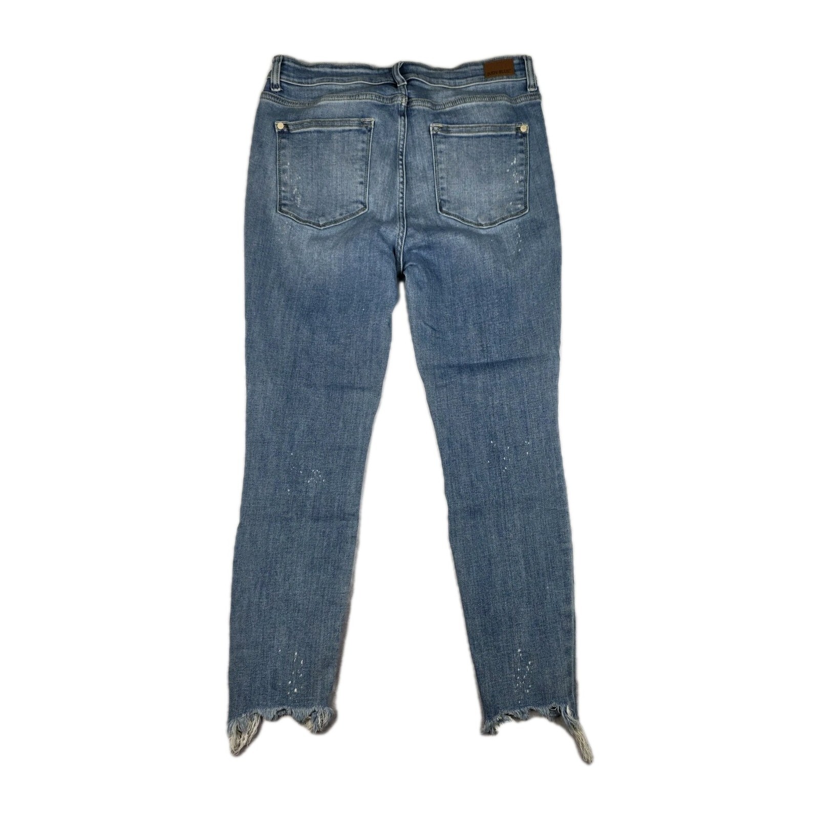 Judy Blue Jeans Womens Size 13/31 Skinny Fit Bleach Splatter Raw Hem Blue Denim Item image 2
