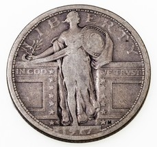 1917-S 25C Tipo 1 IN Piedi Libertà Quarto IN Molto Buono VG Condizioni - £63.81 GBP