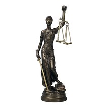 Themis Greek Roman Blind Lady of Justice Law Goddess Statue Bronze Effect - £40.44 GBP