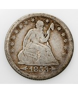 1853-O 25C Seated Liberty Quarter Arrows &amp; Rays Fine Condition, All Letters - $245.30 CAD