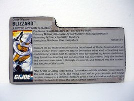 GI Joe Blizzard File Card Vintage Action Figure Accessory Part 1988 - $3.70