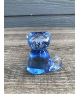 FINE CRYSTAL COBALT CLEAR BLUE GLASS SITTING KITTY CAT PAPER WEIGHT BEAU... - £16.81 GBP
