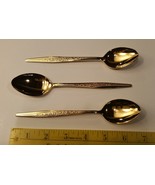 3 teaspoons Vtg Carlyle Silver Golden Bouquet Gold Electroplate Minimal ... - £9.47 GBP