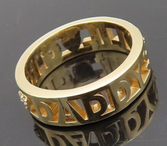 14K Gold - Vintage Real Diamonds Hearts &#39;daddy Lil Girl&#39; Band Ring Sz 10 - GR713 - £716.83 GBP