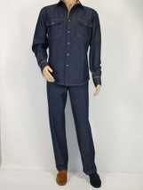 Men's INSERCH Two Piece Walking Leisure Suit Set Jeans SE003A Denim Blue image 2