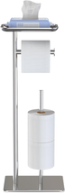 Toilet Paper Holder Stand with Top Storage Shelf, Free Standing Toilet Roll Disp - £28.31 GBP