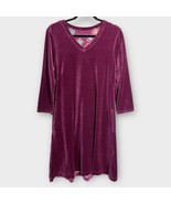 GUDRUN SJODEN maroon v neck velvet tunic midi dress with pockets size me... - $65.00