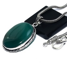 Green Onyx Natural Gemstone Solid 925 Silver Handmade Pendant Gift Jewelry - £4.05 GBP