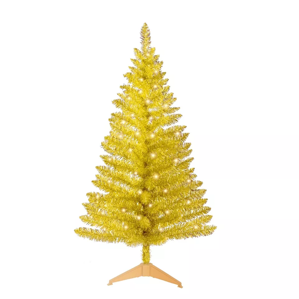 4ft Mini Artificial Christmas Tree with 50 LED Lights White ( Gold )  - $43.98