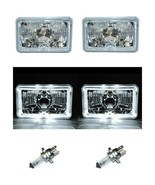 4X6&quot; White LED Halo Angel Eye Halogen H4 Headlight Crystal Clear Headlam... - $102.27 CAD