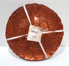 Halloween Akcam Orange Spider Web Glass Salad Plates Set of 4 Made in Tu... - $724.04 MXN