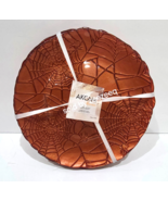 Halloween Akcam Orange Spider Web Glass Salad Plates Set of 4 Made in Tu... - €34,24 EUR