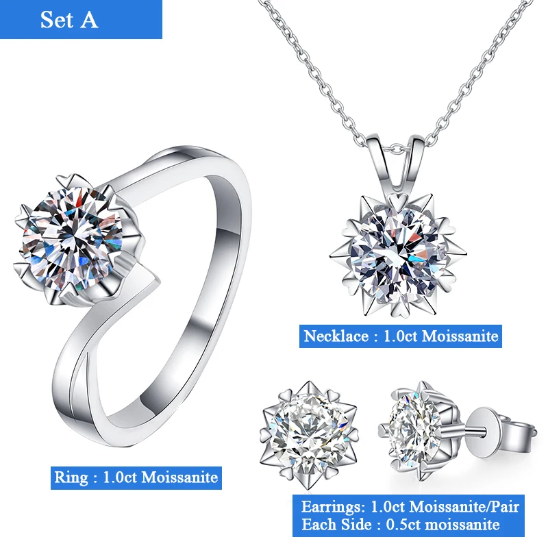 Custom 6CT Moissanite Diamond Bridal Sets for Women Heart Snowflake Pendant Neck - £162.77 GBP