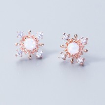 INZATT INS Real 925 Silver Zircon Opal Snowflake Stud Earrings For Women Classic - £16.84 GBP