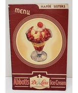 ANTIQUE Pennsylvania ABBOTTS Ice Cream Menu HAFER SISTERS Fountain 10c S... - £31.83 GBP