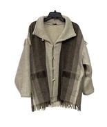 Vintage Rusk &amp; Finch Wool Fringe Koala Bear Cardigan jacket Shacket Med/... - $134.81 CAD