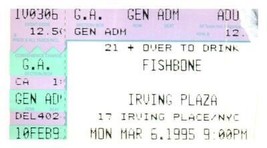 Fishbone Konzert Ticket Stumpf März 6 1995 Irving Plaza New York Stadt - $39.58