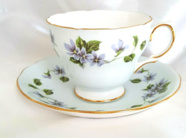 Vintage Colclough Pedestal Cup Periwinkle Bone China with Saucer England #G66O - £19.39 GBP