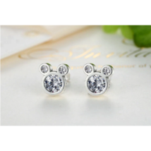 Silver Plated Mickey Mouse Crystal Stud Earrings - FAST SHIPPING!!! - £6.31 GBP