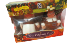 Publix Pilgrim Pair Thanksgiving Salt &amp; Pepper Shaker Set Encore Edition Unused - £12.62 GBP