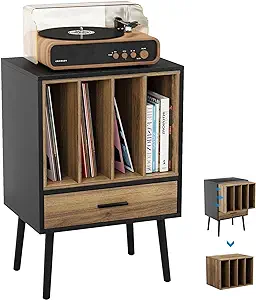 Record Player Stand With Nesting Vinyl Storage Crate, Record Player Tabl... - $222.99