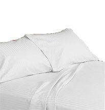 15 " Pocket White Stripe Sheet Set Egyptian Cotton Bedding 600 TC choose Size - $65.99
