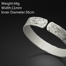 999 Sterling Silver Cuff Bangles For Men and Women 7mm 11mm Wide Viking Armband  - £174.40 GBP