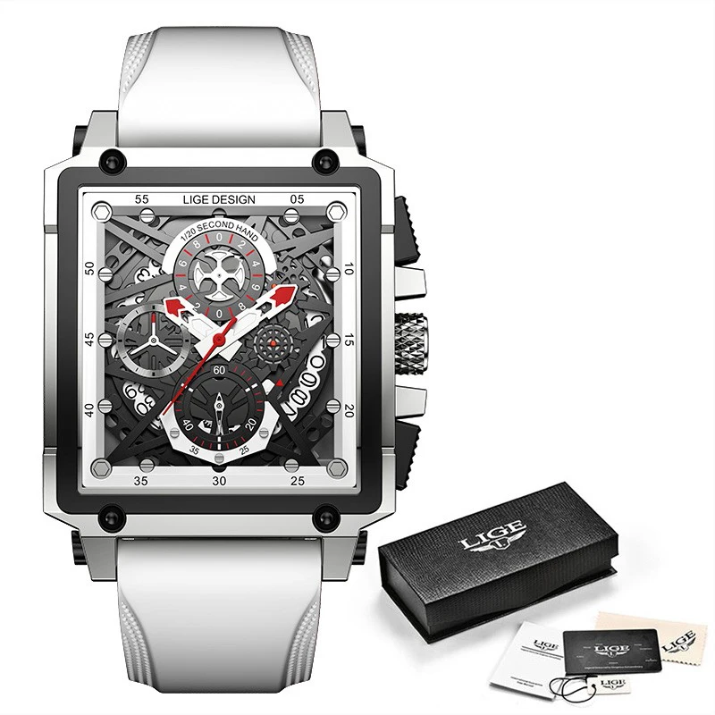 New Mens Watches Top Brand Luxury Hollow Square Sport Watch For Men Fash... - £54.73 GBP