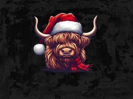 Holiday Highland Cow PNG, Charming Christmas Digital Image, Great for Crafting a - £2.39 GBP