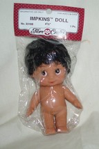 Fibre Craft 4-1/2" Black Hair Impkins Doll - New - Vintage  - $8.99