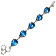 Swiss Blue Topaz Pear Gemstone 925 Silver Overlay Handmade Rope Bezel Bracelet - £18.45 GBP