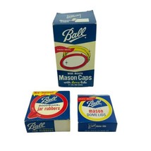 Ball Canning Supply Lot Mason Jar Lids Caps Rubbers Vintage Partial Boxes - £18.94 GBP