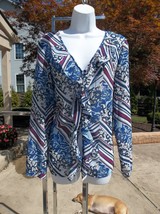 Nwt Laundry Shelli Segal Blue Print Blouse 8 $99 - £19.60 GBP