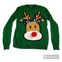 Unbranded Unisex XL Green LED Light Up Reindeer Funny Ugly Christmas Swe... - $23.36