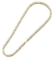 20 Inch Tennis Necklace 18K Gold Plated Round Cubic Zirconia - $31.63