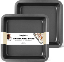 8X8 Cake Baking Pan Set, Nonstick Square Brownie Pans with Wider Grips - $56.65 CAD