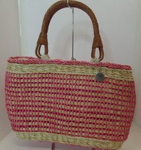 The Sak Original Purse Straw Rattan Basket In Woven Pink. Lined in Pink ... - $24.75