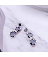 Black Crystal Cat Stud Earrings – Cute Kitty Jewelry Gift for Cat Lovers - $236.30 MXN