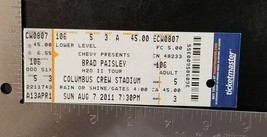 BRAD PAISLEY - H2O II TOUR AUGUST 7, 2011 UNUSED WHOLE CONCERT TICKET - $15.00
