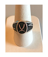 ISLAMIC MEN&#39;S STERLING SILVER &amp; ENAMEL SABERS DESIGN SIGNET RING. SIZE  SKY - $999.27 MXN
