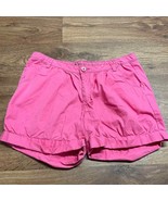 Lands End Girls Solid Pink Cuffed Chino Shorts Size 12+ Cotton Casual Su... - £17.35 GBP