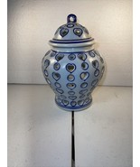 Blue And White Ginger Jar style votive tea candle holder With Hearts Cut... - £19.12 GBP