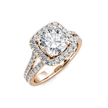 18K White Gold Cushion Forever One Moissanite And Diamond Engagement Ring 2.70CT - £2,127.88 GBP