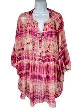 Avenue Womens Pink &amp; Peach Abstract Printed Blouse 30/32 Button-Up Pocke... - €15,73 EUR